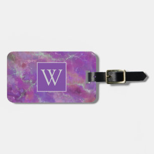 Elegant Pink, Purple, and Silver Marble Pattern Luggage Tag
