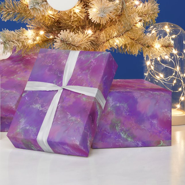 Elegant pink, purple and silver Marble Pattern Wrapping Paper (Holidays)