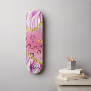 Elegant Pink, Purple and White Gradient Ombre Skateboard