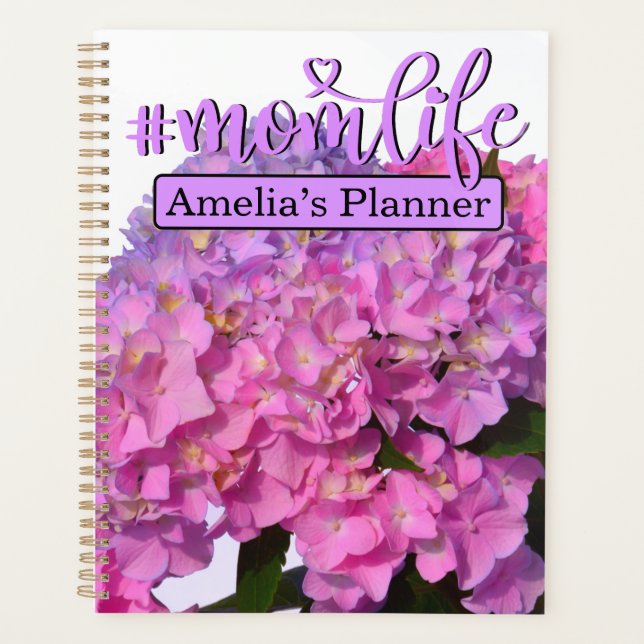 Elegant pink purple blue floral Best mom ever Planner (Front)
