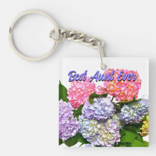 Elegant pink purple blue floral Bouquet best Aunt Keychain