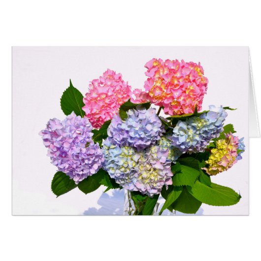 Elegant pink purple blue floral hydrangea bouquet (Front Horizontal)