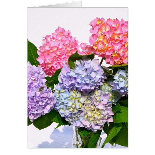 Elegant pink purple blue floral hydrangea bouquet (Front)
