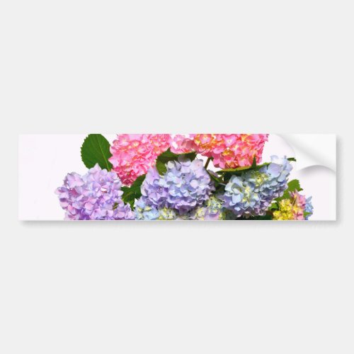 Elegant pink purple blue floral hydrangea bouquet  bumper sticker