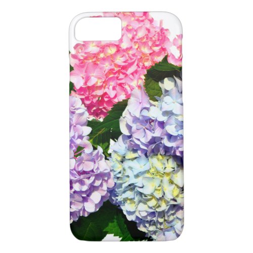 Elegant pink purple blue floral hydrangea bouquet iPhone 87 case