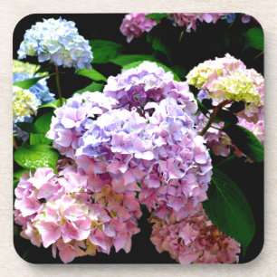 Elegant pink purple blue floral hydrangea gardens  coaster