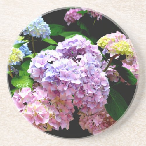 Elegant pink purple blue floral hydrangea gardens  coaster