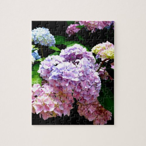 Elegant pink purple blue floral hydrangea gardens  jigsaw puzzle