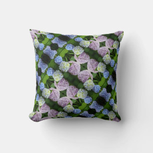 Elegant pink purple blue Hydrangeas florals Throw Pillow