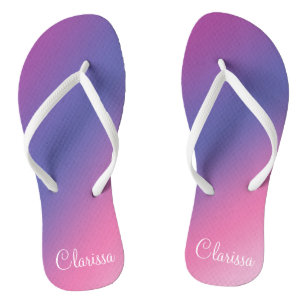 elegant pink purple blue ombre gradient colorful flip flops