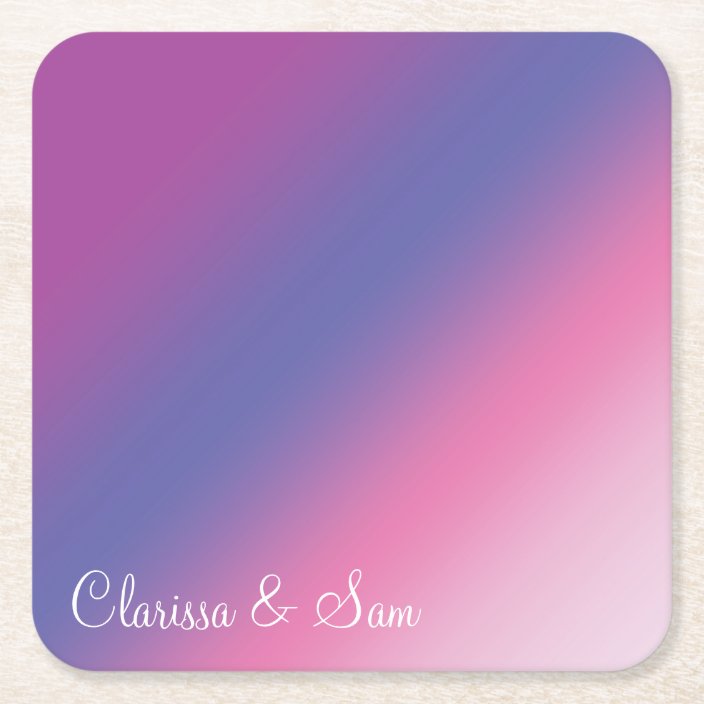 Elegant Pink Purple Blue Ombre Gradient Colorful Square Paper Coaster Zazzle Com