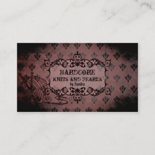 elegant pink purple damask distressed knitting business card