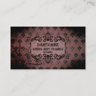 elegant pink purple damask distressed knitting business card