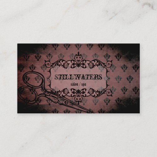 elegant pink purple damask distressed stylist hair business card template