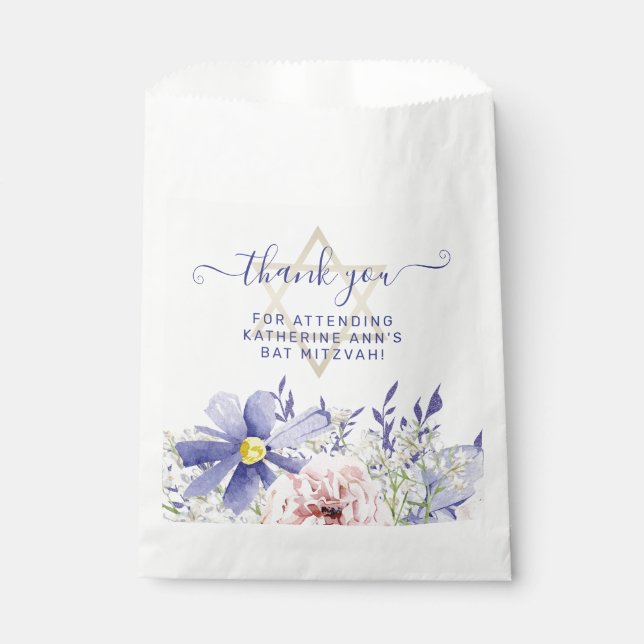Elegant Pink Purple Floral 18th Birthday Thank You Favor Bag (Front)