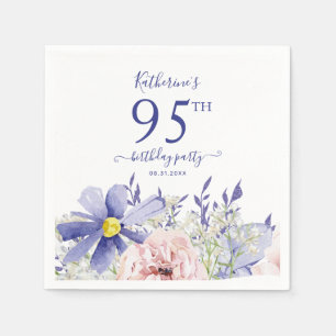 Elegant Pink Purple Floral 95th Birthday Party Napkins