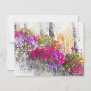 Elegant Pink Purple Floral Flower Boxes Watercolor Note Card