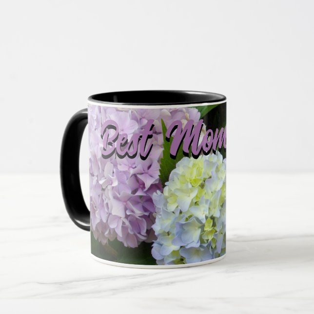 elegant pink purple floral Hydrangea best mom ever Mug (Front Left)