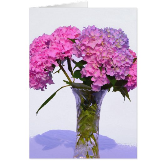 Elegant pink purple floral hydrangeas cards (Front)