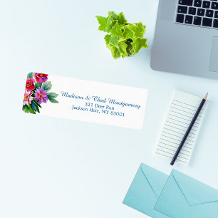 Elegant Pink Purple Floral Label