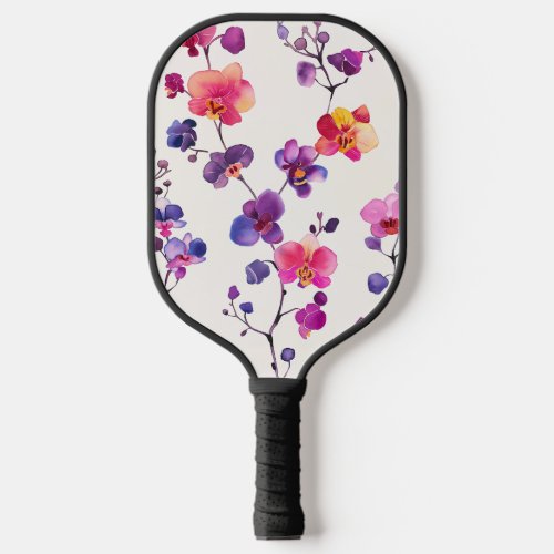 Elegant pink purple floral pattern  pickleball paddle