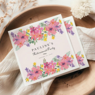 Elegant Pink Purple Floral Retirement Party Napkins