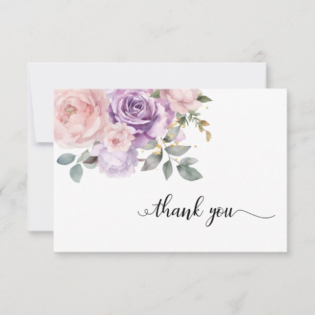 Elegant Pink Purple Floral Sympathy Thank You (Front)