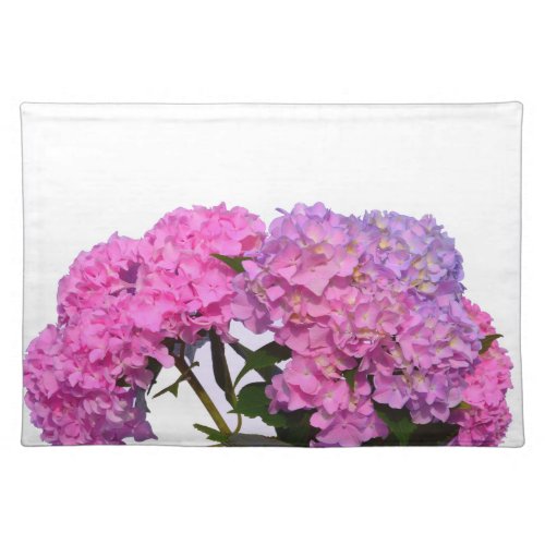 Elegant pink purple florals hydrangeas cloth placemat