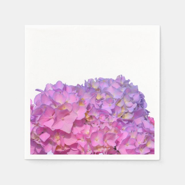 Elegant pink purple florals hydrangeas paper napkins (Front)