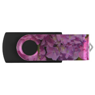Elegant pink purple florals hydrangeas USB flash drive