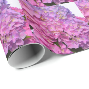 Elegant pink purple florals hydrangeas wrapping paper