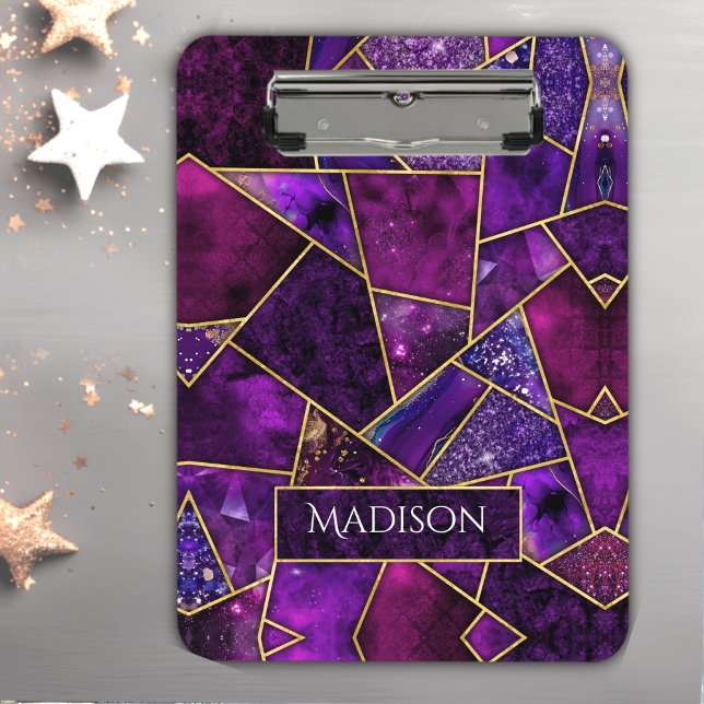 Elegant pink purple girly geometric clipboard (Creator Uploaded)