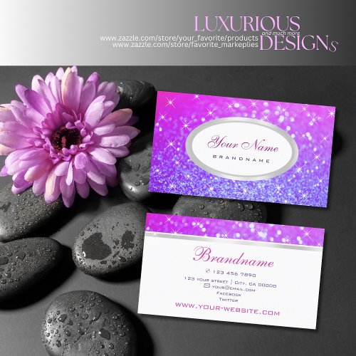 Elegant Pink Purple Glitter Sparkle Stars Precious Business Card