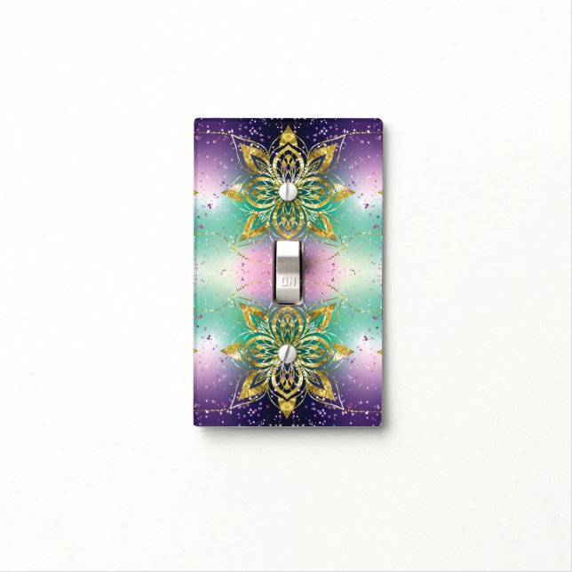 Elegant Pink purple green holiday Snowflakes stars Light Switch Cover (In Situ)