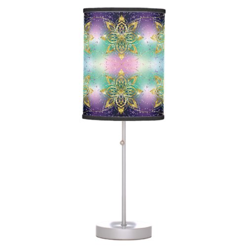 Elegant Pink purple green holiday Snowflakes stars Table Lamp