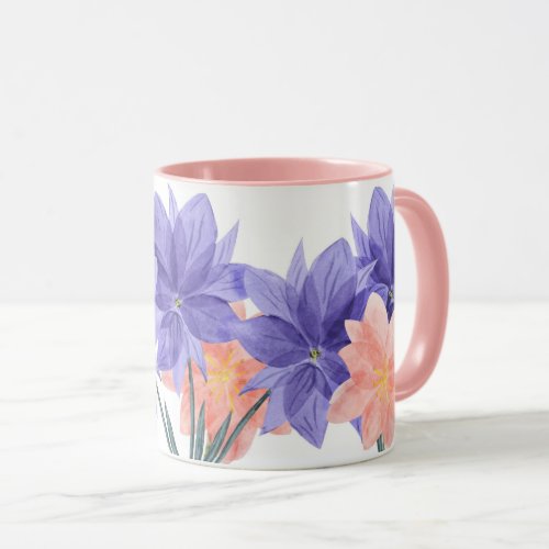 Elegant Pink  Purple Lilac Floral Border Coffee Mug