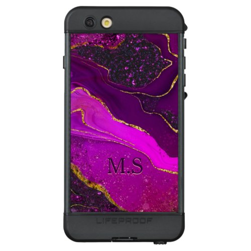 Elegant pink purple marble art faux gold glitter n LifeProof ND iPhone 6s plus case