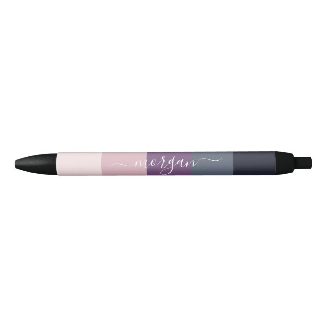 Elegant Pink Purple Monogram Pen (Front)