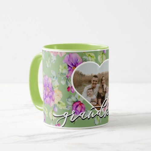 Elegant pink purple orange floral heart templates  mug