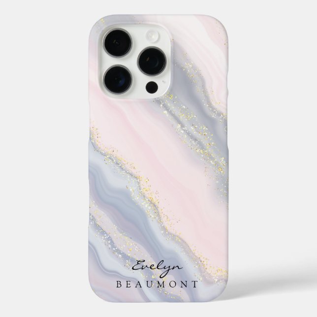 Elegant Pink Purple Pastel Marble Customizable Case-Mate iPhone Case (Back)