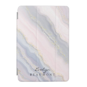 Elegant Pink Purple Pastel Marble Customizable iPad Mini Cover