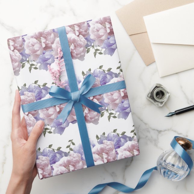 Elegant Pink Purple Peony Wrapping Paper (Gifting)