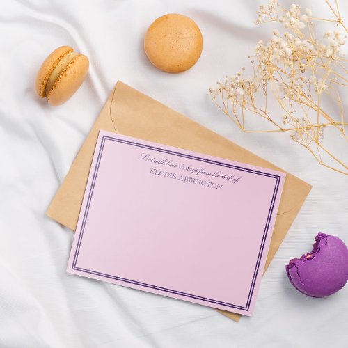 Elegant Pink Purple Sent With Love  Hugs Note Card