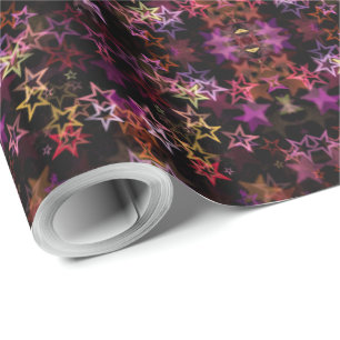 Elegant Pink Purple Stars Pattern Merry Christmas Wrapping Paper