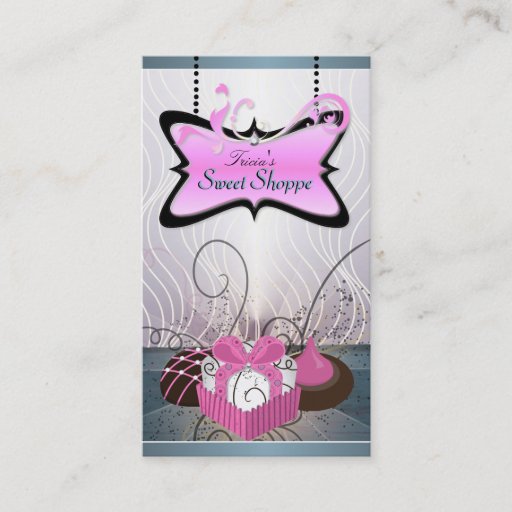 Customizable Elegant Pink &amp; Purple Swirl CookieBusiness Card