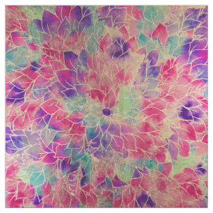 Elegant pink purple teal gold watercolor floral fabric