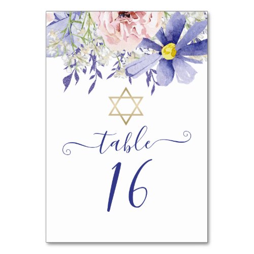 Elegant Pink Purple .Watercolor Floral Bat Mitzvah