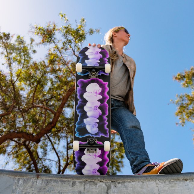 Elegant Pink purple watercolor florals Orchids  Skateboard (Outdoor 1)