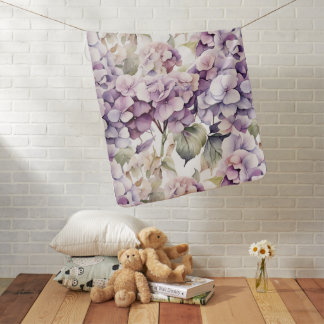 Elegant pink purple watercolor hydrangeas  baby blanket