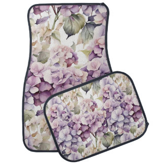Elegant pink purple watercolor hydrangeas  car floor mat